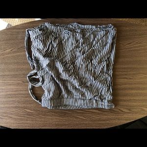 Blue and white striped wrap skirt